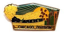 VTG USPS Chicago Division Enamel Pin Blowing Cloud Boats Skyline Windy City picture