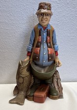 Vintage Happy Fisherman Man Cactus Planter Figurine 12