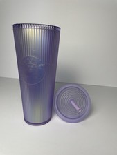 Starbucks Lavender Iridescent Ribbed Tumbler Cold Cup w/ Straw 24 oz picture