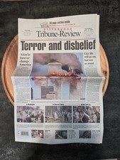 Complete 9/12/01 Pittsburgh Tribune Review Newspaper picture