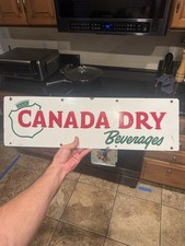 Canada Dry VINTAGE Original ANTIQUE GAS OIL PORCELAIN SIGN Soda Pop Metal 24” picture