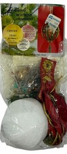 NEW Vintage 1970s LeeWards Oriental Braid Ball Boutique Ornament Kit Red/Green picture