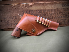 US S&W Victory Model Revolver Holster Brown Leather .38 Special Shell Loops picture