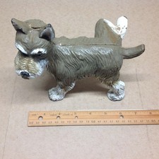 Vtg Cast Iron Scottie Dog Terrier Lifting Leg Peeing Door Stop Decor Woof Woof picture