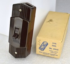 VTG NOS Knox 3-Way Bakelite Surface Mount Light Switch Brown Art Deco Hardware picture