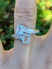 Genuine Aquamarine Sterling Silver Ring Size 8 picture
