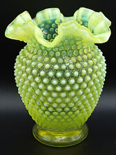Fenton Opalescent Vaseline Glass Hobnail Vase picture
