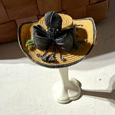 Willow Hall Gold Deluxe Circa 1894 Porcelain Hat Figurine Beige Black White picture