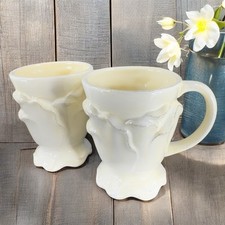 Roscher Flower Antique Butter Yellow Coffee Mug Cup Flower Shape Set 2 Mugs Cups picture