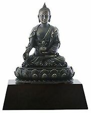 Ebros 7.75 Inch Dark Grey Medicine Buddha Meditating with Eyes Closed picture