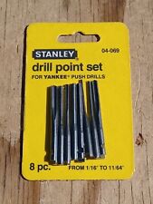 NOS Vintage RARE USA 1983 Stanley Yankee 04-069 Push Drill Point 8pc Set USA picture
