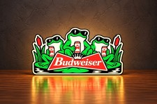 Budweiser Frogs Retro LED LightBox Display – 90s Beer Commercial Sign picture