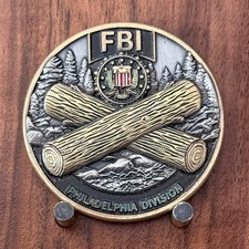 FBI Philadelphia Williamsport Division Log Theme Challenge Coin  M#13 picture