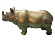 Rhinoceros Rhino Solid Brass Animal Figurine Sculpture 7” X 3.5” Vintage picture