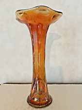 Atq. Imperial Glass Co. marigold carnival glass vase BEADED BULL'S EYE c.1904 picture