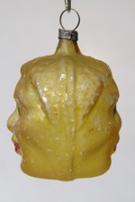 Antique VTG Glass Feather Tree DOUBLE FACE BLACK MAN HEAD Christmas Ornament picture