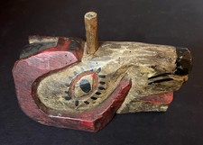 GUATEMALAN RAM MASK Vintage Hand Carved Wooden Antique Folk Art picture