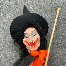 Vintage Witch Doll Handmade Rubber Face Halloween Decoration Folk Art Straw picture