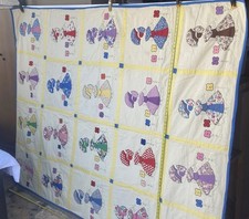 OUTSTANDING & CLEAN ATQ Quilt GREAT COND SUN Bonnet Sue Approx 6’x8’ 89”x 71” picture