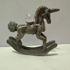 1980s Spoontiques Pewter Unicorn With Crystal Ball Figurine, 2.25” Tall picture