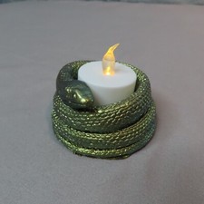 SNAKE Tealight Candle Holder Gold Chameleon Resin Halloween Goth Serpent Wicca picture
