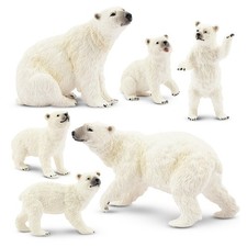Toymany 6PCS Polar Bear Figurines Toy with Polar Bear Cub, 2-4