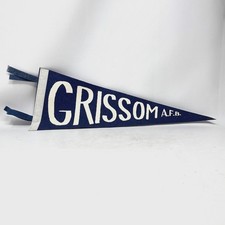 Vintage Grissom AFB Indiana Military Felt Pennant Blue White Souvenir 18 Inch picture