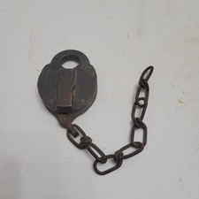 Antique Frain Slaymaker 1927 Heart-Shaped Brass Padlock Dust Cover Chain No Key  picture
