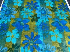 Tiki Hawaiian Malibu Los Angeles Brady Bunch Barkcloth Era LINEN Vintage Fabric picture
