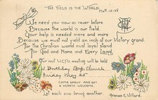 W.C.T.U. Postcard Frances Willard Christian Temperance Union Matthew 13:38 picture