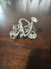Silver Metal Motorcycle Figurine Sculpture, Handmade Nuts & Bolts, 3D Effect picture