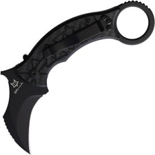 Fox Tribal K Karambit Linerlock Folding Pocket Knife Black G10 Carbon Fiber Inly picture
