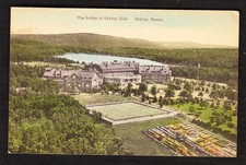 The Lodge of Skytop Club ~ Skytop,  PA  posted HANDCOLORED postcard picture