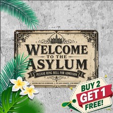 Asylum Patient Wing Caution Sarcastic Home Humor Plaque Retro Metal Tin Sign picture