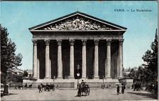Antique Postcard Paris La Madeleine Church France Street Scene 1900s picture