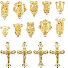 84PCS Rosary Charms Kit Virgen De Guadalupe Cross Connectors DIY Craft Set picture