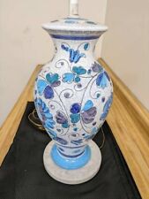 Vtg. MCM Italian art pottery ginger jar lamp with marble base. picture