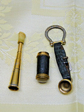 Rare 40s style Lord and Taylor Brass Cigarette Holder Leather Keychain Pendant picture