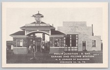 Philip Junction South Dakota Garage Filling Station Postcard picture
