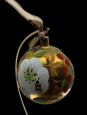 Vintage 1996 Saks Fifth Avenue De Carlini Italy Glass Ornament Lily Strawberry picture