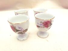 4 Bond China Moss Rose Footed Egg Cups picture