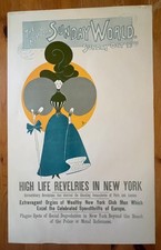 Original 1895 Sunday World Newspaper Poster - High Life Revelries Art Nouveau picture
