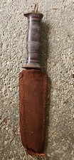 Vintage US Military WWII Era Waterman EGW Knife With Leather Grip picture