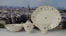 Vtg. Homer Laughlin Eggshell Georgian Rambler Rose Platter, Bowl,Sugar & Creamer picture