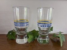 2 x Vintage French Pernod Anisette Glasses Aperetif, Liquor, Breweriana EXC picture