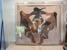 Vintage Peruvian Coiled Wool Hand Woven Folk Art Tapestry Wall Hanging  picture