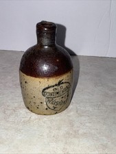 Antique Pre-Prohibition Mini Stoneware Jug Old Continental Whiskey Acorn Logo picture