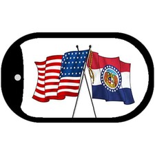 Missouri / USA Crossed Flags Novelty Metal Dog Tag Necklace 2