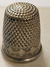 Thimble Antique Silver Beautiful Delicate Embossed Decoration Motif 1920's picture