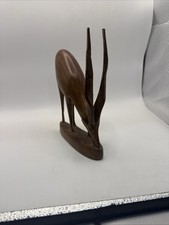Vintage BESMO Kenya Hand Carved Wood African Antelope Gazelle Figurine 7” * picture